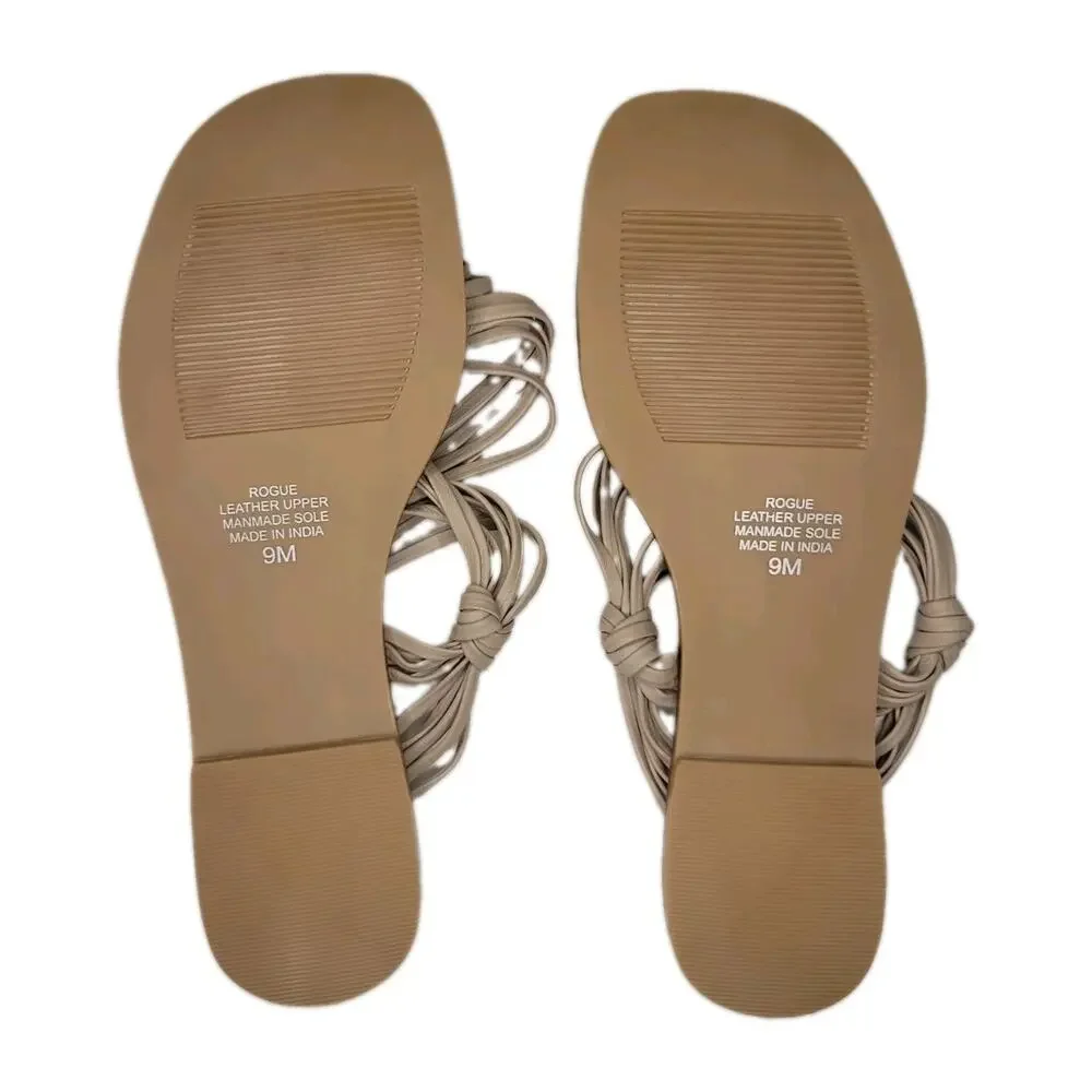 Matisse Rosie Cream Ivory Multi Strap Knotted Toe Loop Flat Sandals Womens 9M